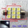 9 5050SMD LED vilgíts 39mm aut - 9SMD kt les dupla les olvaslmpa ajt aut kupola fny